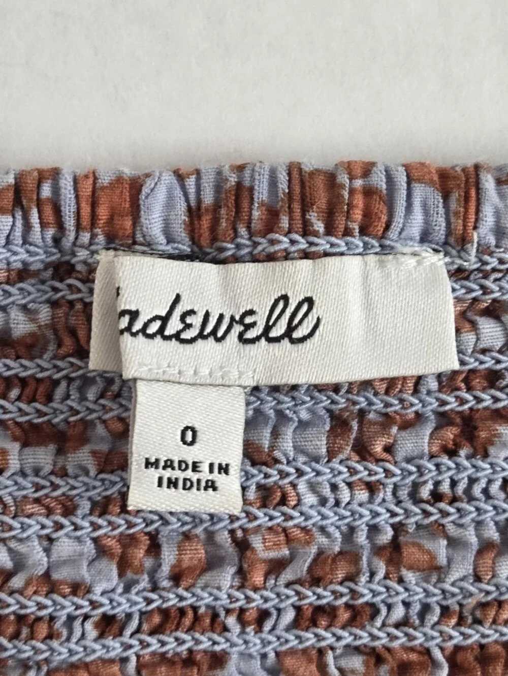 Madewell Rust Floral Square-Neck Puff Sleeve Blouse